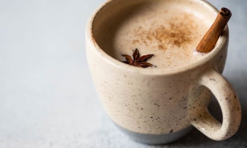 Chai latte in ceramic mug