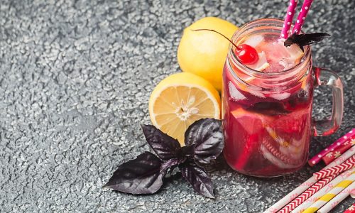 Fruit refresher drink in mason jar